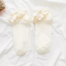将图片加载到图库查看器，Women Lace Mesh Black White Cotton Socks Japanese Maiden Lovely Short Socks Frilly Ruffle Princess Socks For Women
