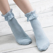 将图片加载到图库查看器，Women Lace Mesh Black White Cotton Socks Japanese Maiden Lovely Short Socks Frilly Ruffle Princess Socks For Women
