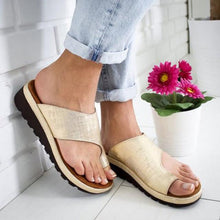 Load image into Gallery viewer, Women Leather Shoes Comfy Platform Flat Sole Casual Soft Big Toe Foot Sandal Flat Sole Casual Soft Toe Ring Unique Sandal Modern Summer Beach Shoes

