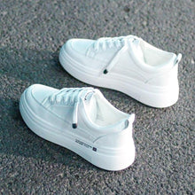 将图片加载到图库查看器，Women Leather Sneakers Fashion Breathble Vulcanized Shoes Women Casual Shoes White Modern Women Sneakers Flats Girl Breathble Shoes Lace Up Modern White Walking Sneakers
