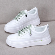 将图片加载到图库查看器，Women Leather Sneakers Fashion Breathble Vulcanized Shoes Women Casual Shoes White Modern Women Sneakers Flats Girl Breathble Shoes Lace Up Modern White Walking Sneakers
