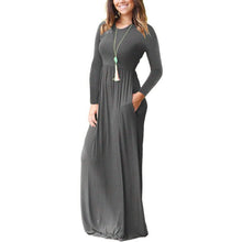 Load image into Gallery viewer, Women Long Sleeve Loose Plain Maxi Dresses Casual Long Dresses with Pockets
