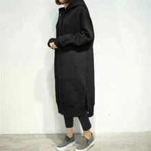 Load image into Gallery viewer, Women Loose Long Hoodie Casual Solid Color Hooded Sweatshirts Student's Autumn Winter Baggy Pullover Oversized Sweatshirt Dress
