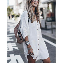 Load image into Gallery viewer, Women Loose Long Sleeve Swimsuit Cover Ups Button Down Beach Shirt
