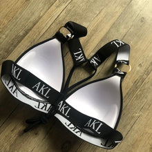 Load image into Gallery viewer, Women Luxury Black White Swimwear Women's Swimming Suit Push Up Bikini  Lace Up Bikinis Women Swimsuit Women's Bathing Suits Push Up Halter Bandage Bikini Letter Printing Mini Summer Bikini Set

