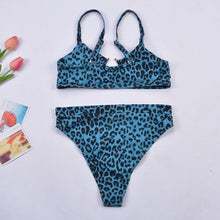 Load image into Gallery viewer, Women Luxury Leopard High Waist Bikini  Swimsuit Women's Push Up Bra Tie Side Cutout Bikini Set High Cut Padded Solid Bating Suit Swimwear Female Bikini Set Bathing Suit
