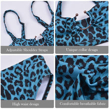 Load image into Gallery viewer, Women Luxury Leopard High Waist Bikini  Swimsuit Women's Push Up Bra Tie Side Cutout Bikini Set High Cut Padded Solid Bating Suit Swimwear Female Bikini Set Bathing Suit
