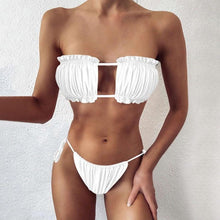 Load image into Gallery viewer, Women Luxury Leopard High Waist Bikini  Swimsuit Women's Push Up Bra Tie Side Cutout Bikini Set High Cut Padded Solid Bating Suit Swimwear Female Bikini Set Bathing Suit
