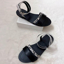 将图片加载到图库查看器，Women Luxury Party Sandals Fashion Summer Casual Black Business Sandals Buckle Straps Beach Shoes Retro Fashion Summer Women Shoes Print Casual Sandals
