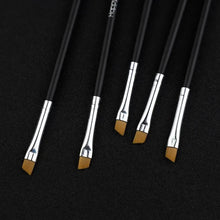 将图片加载到图库查看器，Women Makeup Brush 5Pcs Professional Black Eyebrow Inclined Flat Angled Brush Makeup Tool Wooden Pole Eyeliner Eyeshadow Women Cosmetic
