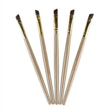 将图片加载到图库查看器，Women Makeup Brush 5Pcs Professional Black Eyebrow Inclined Flat Angled Brush Makeup Tool Wooden Pole Eyeliner Eyeshadow Women Cosmetic
