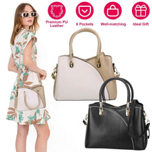 Load image into Gallery viewer, Women Medium Sized Leather Satchel Crossbody Bag with Stylish Stitching Detachable Strap
