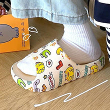 将图片加载到图库查看器，Women Men Summer Slippers Beach Slides Sandals Cartoon Flip Flops Thick Soled Boys Girls Couples Bathroom Shoes Non-Slip Quick Drying Soft Massage Slides Comfortable Lightweight Open Toe Pool Spa Sandals
