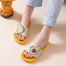 将图片加载到图库查看器，Women Men Summer Slippers Casual Sandals Beach Slides Fruits Avocado Flip Flops Non-Slip Soft Sole Bathroom Shoes Open Toe Soft Slippers Non-Slip Soft Shower Spa Bath Pool Gym House Sandals
