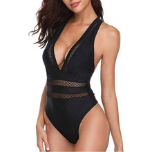 将图片加载到图库查看器，Women One Piece Plunge V Neck Monokini Sexy Hollow Out Swimsuit
