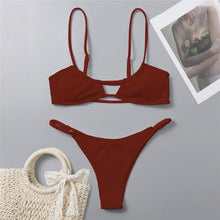 Load image into Gallery viewer, Women One-Shoulder Bikini Swimsuit Women Push Up Swimwear Women's Bathing Suit Comfortable Bikini Ribbed Two Piece Swimsuit Bikini Set Summer Bathing Suit Beach Wear Swimming Suit
