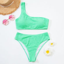 Load image into Gallery viewer, Women One-Shoulder Bikini Swimsuit Women Push Up Swimwear Women's Bathing Suit Comfortable Bikini Ribbed Two Piece Swimsuit Bikini Set Summer Bathing Suit Beach Wear Swimming Suit
