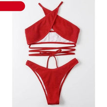 Load image into Gallery viewer, Women One-Shoulder Bikini Swimsuit Women Push Up Swimwear Women's Bathing Suit Comfortable Bikini Ribbed Two Piece Swimsuit Bikini Set Summer Bathing Suit Beach Wear Swimming Suit
