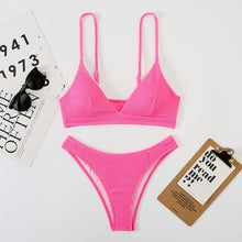 Load image into Gallery viewer, Women One-Shoulder Bikini Swimsuit Women Push Up Swimwear Women's Bathing Suit Comfortable Bikini Ribbed Two Piece Swimsuit Bikini Set Summer Bathing Suit Beach Wear Swimming Suit
