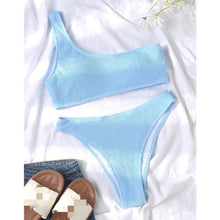 Load image into Gallery viewer, Women One-Shoulder Bikini Swimsuit Women Push Up Swimwear Women's Bathing Suit Comfortable Bikini Ribbed Two Piece Swimsuit Bikini Set Summer Bathing Suit Beach Wear Swimming Suit
