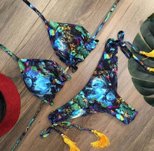 Load image into Gallery viewer, Women Push-up Bikini Swimwear Adjustable Swimsuit Bathing Suit Beachwear Women's Tie Bikini Lace Up Bottom String Swimsuit Bandage Swim Beach Wear Summer Comfortable Bikini Set
