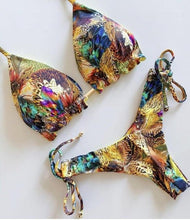 Load image into Gallery viewer, Women Push-up Bikini Swimwear Adjustable Swimsuit Bathing Suit Beachwear Women's Tie Bikini Lace Up Bottom String Swimsuit Bandage Swim Beach Wear Summer Comfortable Bikini Set
