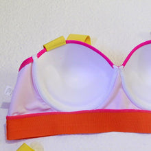 将图片加载到图库查看器，Women Push Up Bikini Women Neon Bandage Swimwear Women Patchwork Bikini Swimsuit 2 Piece  Cutout Molded Push Up Bathing Suit Ruffle Hook Closure Bikini Set Two Piece Bathing Suit
