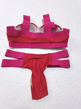 将图片加载到图库查看器，Women Push Up Bikini Women Neon Bandage Swimwear Women Patchwork Bikini Swimsuit 2 Piece  Cutout Molded Push Up Bathing Suit Ruffle Hook Closure Bikini Set Two Piece Bathing Suit
