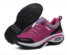 将图片加载到图库查看器，Women Running Air Cushion Athletic Sneakers Walking Breathable Sport Lace Up Hight Platform Casual Shoes Womens Mesh Sneakers Fashion Tennis Breathable Walking Gym Work Shoes
