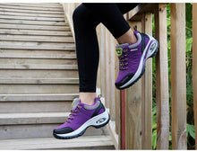 将图片加载到图库查看器，Women Running Air Cushion Athletic Sneakers Walking Breathable Sport Lace Up Hight Platform Casual Shoes Womens Mesh Sneakers Fashion Tennis Breathable Walking Gym Work Shoes
