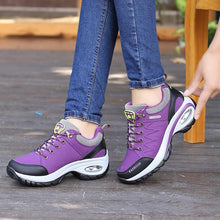 将图片加载到图库查看器，Women Running Air Cushion Athletic Sneakers Walking Breathable Sport Lace Up Hight Platform Casual Shoes Womens Mesh Sneakers Fashion Tennis Breathable Walking Gym Work Shoes
