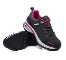 将图片加载到图库查看器，Women Running Air Cushion Athletic Sneakers Walking Breathable Sport Lace Up Hight Platform Casual Shoes Womens Mesh Sneakers Fashion Tennis Breathable Walking Gym Work Shoes

