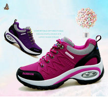 将图片加载到图库查看器，Women Running Air Cushion Athletic Sneakers Walking Breathable Sport Lace Up Hight Platform Casual Shoes Womens Mesh Sneakers Fashion Tennis Breathable Walking Gym Work Shoes
