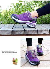 将图片加载到图库查看器，Women Running Air Cushion Athletic Sneakers Walking Breathable Sport Lace Up Hight Platform Casual Shoes Womens Mesh Sneakers Fashion Tennis Breathable Walking Gym Work Shoes
