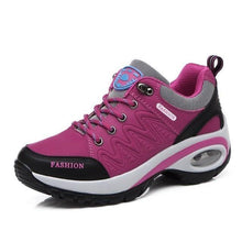 将图片加载到图库查看器，Women Running Air Cushion Athletic Sneakers Walking Breathable Sport Lace Up Hight Platform Casual Shoes Womens Mesh Sneakers Fashion Tennis Breathable Walking Gym Work Shoes
