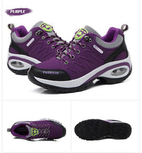 将图片加载到图库查看器，Women Running Air Cushion Athletic Sneakers Walking Breathable Sport Lace Up Hight Platform Casual Shoes Womens Mesh Sneakers Fashion Tennis Breathable Walking Gym Work Shoes
