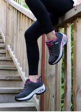 将图片加载到图库查看器，Women Running Air Cushion Athletic Sneakers Walking Breathable Sport Lace Up Hight Platform Casual Shoes Womens Mesh Sneakers Fashion Tennis Breathable Walking Gym Work Shoes
