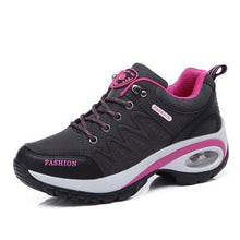 将图片加载到图库查看器，Women Running Air Cushion Athletic Sneakers Walking Breathable Sport Lace Up Hight Platform Casual Shoes Womens Mesh Sneakers Fashion Tennis Breathable Walking Gym Work Shoes
