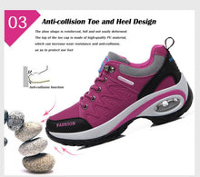 将图片加载到图库查看器，Women Running Air Cushion Athletic Sneakers Walking Breathable Sport Lace Up Hight Platform Casual Shoes Womens Mesh Sneakers Fashion Tennis Breathable Walking Gym Work Shoes
