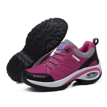 将图片加载到图库查看器，Women Running Air Cushion Athletic Sneakers Walking Breathable Sport Lace Up Hight Platform Casual Shoes Womens Mesh Sneakers Fashion Tennis Breathable Walking Gym Work Shoes
