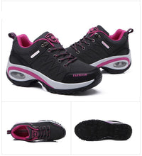 将图片加载到图库查看器，Women Running Air Cushion Athletic Sneakers Walking Breathable Sport Lace Up Hight Platform Casual Shoes Womens Mesh Sneakers Fashion Tennis Breathable Walking Gym Work Shoes
