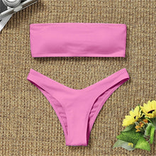 将图片加载到图库查看器，Women's Bikini High Waist Tummy Control Two Piece Swimsuit Swimwear Girl Beach Bathing Suit Woman Fashion Swimwear Padded High Waist Cheeky Bathing Suit
