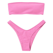 Load image into Gallery viewer, Women's Bikini Two Piece Swimsuit Swimwear  Beach Bathing Suit Woman Two-Piece Strapless Padded High Cut Bandeau Bathing Suit Swimwear
