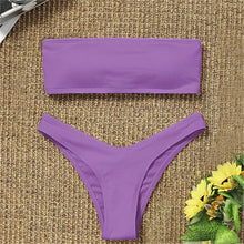 Load image into Gallery viewer, Women's Bikini Two Piece Swimsuit Swimwear  Beach Bathing Suit Woman Two-Piece Strapless Padded High Cut Bandeau Bathing Suit Swimwear
