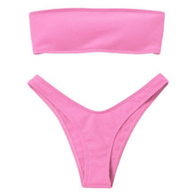 Load image into Gallery viewer, Women's Bikini Two Piece Swimsuit Swimwear  Beach Bathing Suit Woman Two-Piece Strapless Padded High Cut Bandeau Bathing Suit Swimwear
