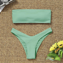 Load image into Gallery viewer, Women's Bikini Two Piece Swimsuit Swimwear  Beach Bathing Suit Woman Two-Piece Strapless Padded High Cut Bandeau Bathing Suit Swimwear
