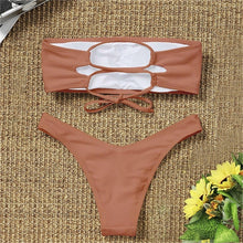 Load image into Gallery viewer, Women's Bikini Two Piece Swimsuit Swimwear  Beach Bathing Suit Woman Two-Piece Strapless Padded High Cut Bandeau Bathing Suit Swimwear
