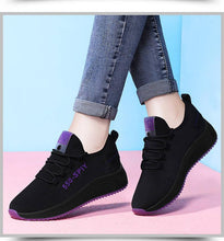 将图片加载到图库查看器，Women's Breathable Non-slip Platform Fashion Autumn New Casual Running Shoes Black Sneakers Lightweight Mesh Tennis Sneaker Fashion Athletic Walking Shoes

