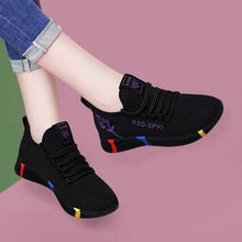 将图片加载到图库查看器，Women's Breathable Non-slip Platform Fashion Autumn New Casual Running Shoes Black Sneakers Lightweight Mesh Tennis Sneaker Fashion Athletic Walking Shoes
