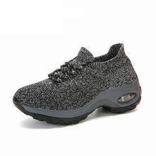 将图片加载到图库查看器，Women's Casual Chunky Sneakers Platform Walking Shoes Fashion Knited Casual Walking Shoes Sock Sneakers Slip On Mesh Air Cushion Comfortable Easy Shoes
